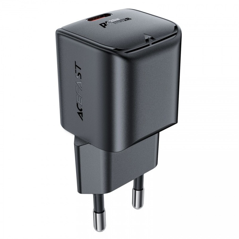 Acefast Универсално зарядно за стена Charger Wall GaN PD20W - A73 Mini - USB-C x 1, Black, ACEFAST-A73-MINI-BK