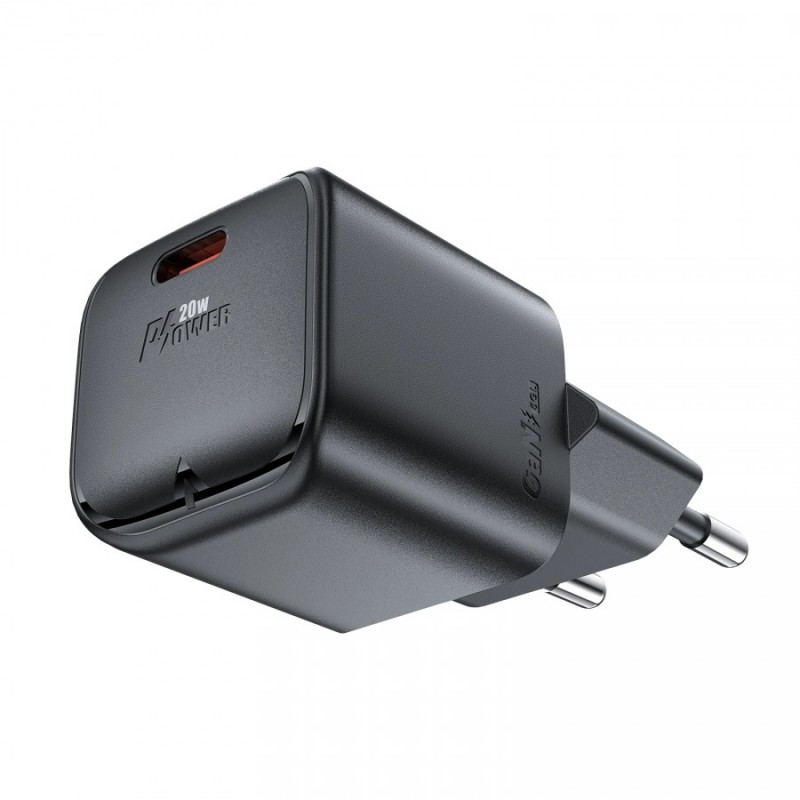 Acefast Универсално зарядно за стена Charger Wall GaN PD20W - A73 Mini - USB-C x 1, Black, ACEFAST-A73-MINI-BK