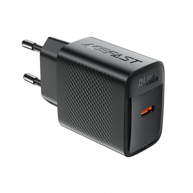 Acefast Универсално зарядно за стена Charger Wall GaN PD25W - A104 - USB-C x 1, Black, ACEFAST-A104-BK