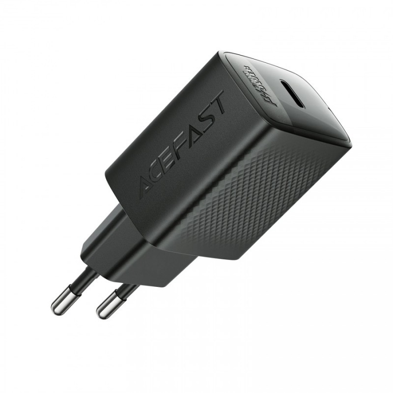 Acefast Универсално зарядно за стена Charger Wall GaN PD25W - A104 - USB-C x 1, Black, ACEFAST-A104-BK