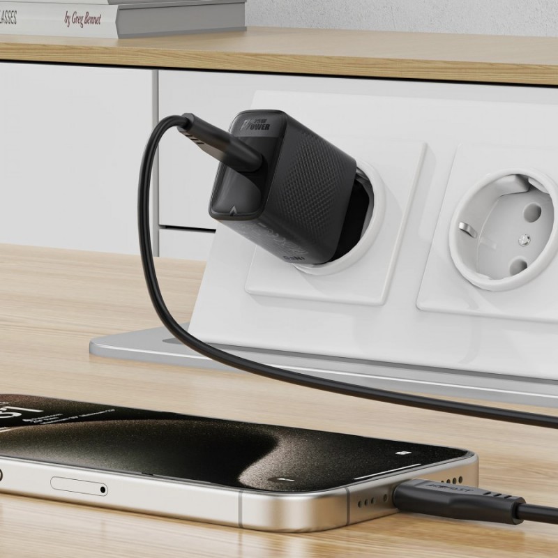 Acefast Универсално зарядно за стена Charger Wall GaN PD25W - A104 - USB-C x 1, Black, ACEFAST-A104-BK