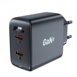 Acefast Универсално зарядно за стена Charger Wall GaN PD35W - A49 - USB-C x 2, Black