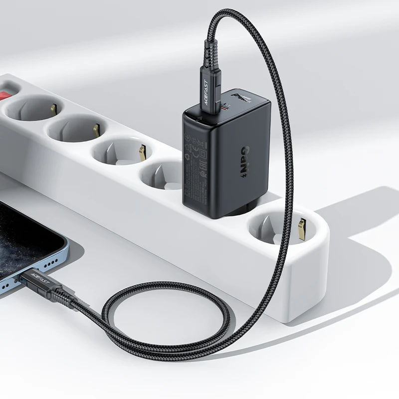 Acefast Универсално зарядно за стена Charger Wall GaN PD50W - A29 - USB-C x 2, Black, ACEFAST-A29-BK