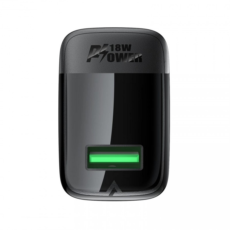 Acefast Универсално зарядно за стена Charger Wall GaN Quick Charge 18W - A90 - USB-A x 1, Black, ACEFAST-A90-BK