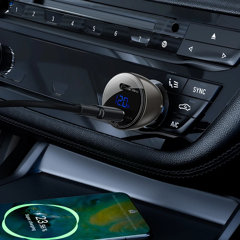 Acefast зарядно за кола Fast Charger Car PD3.0 60W - B10 - USB-C x 2, Metal, Black, ACEFAST-B10-BK