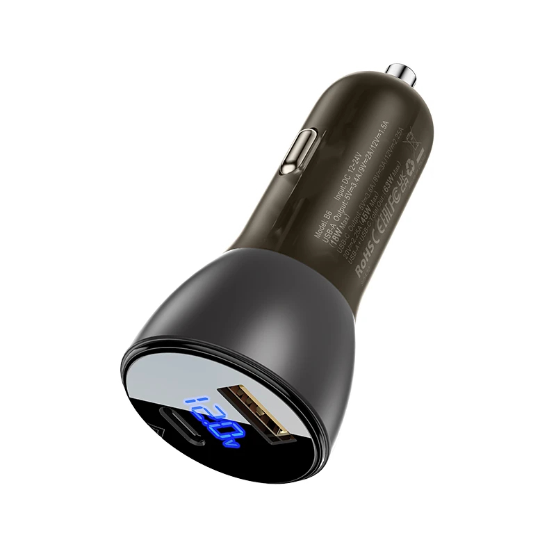 Acefast зарядно за кола Fast Charger Car PD3.0 63W - B6 - USB-A x 1, USB-C x 1, Black, ACEFAST-B6-BK