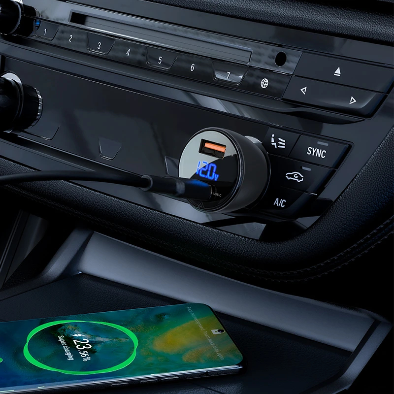 Acefast зарядно за кола Fast Charger Car PD3.0 63W - B6 - USB-A x 1, USB-C x 1, Black, ACEFAST-B6-BK