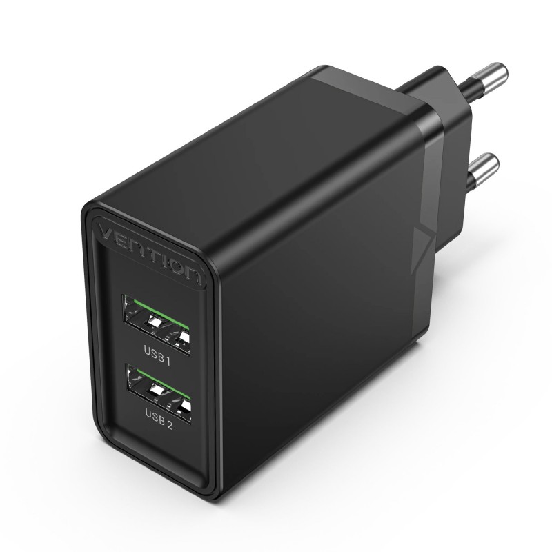Vention бързо зарядно Fast Charger 2 x QC3.0 18W Black - FBAB0, FBAB0-EU