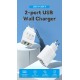 Vention бързо зарядно Fast Charger 2 x QC3.0 18W White - FBAW0, FBAW0-EU