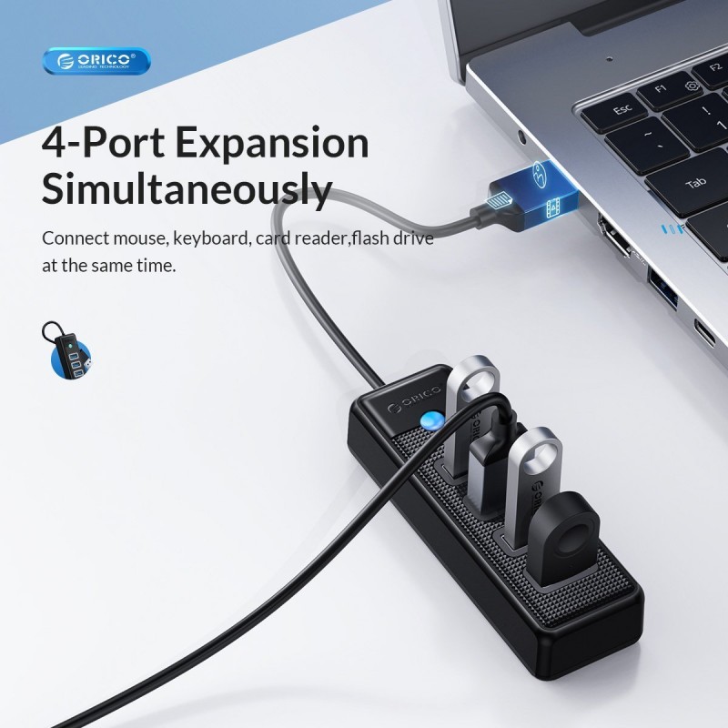 Orico хъб HUB USB3.0 4 port Black - PW4U-U3-015-BK, PW4U-U3-015-BK-EP