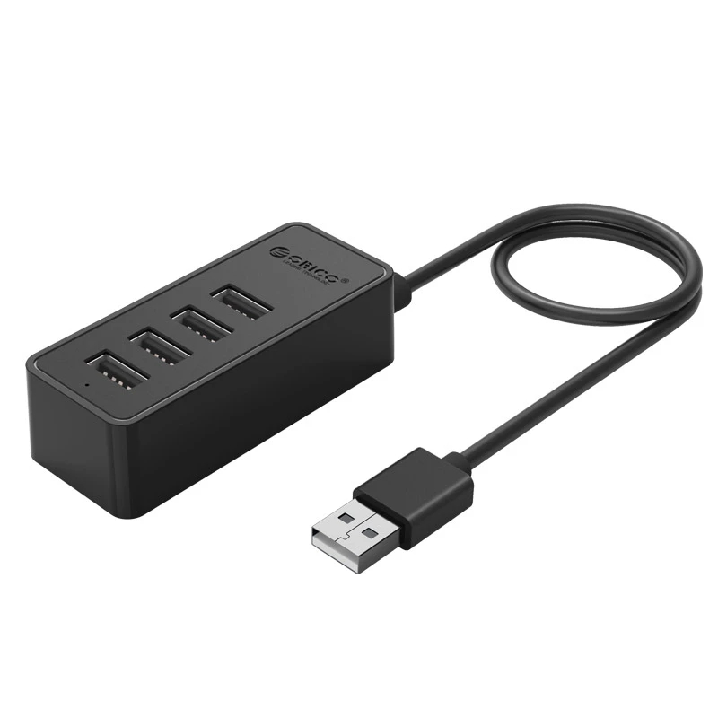Orico хъб USB2.0 HUB 4 port - USB/Micro USB input, Black - W5P-U2-100-BK-EP, W5P-U2-100-BK-EP-HW