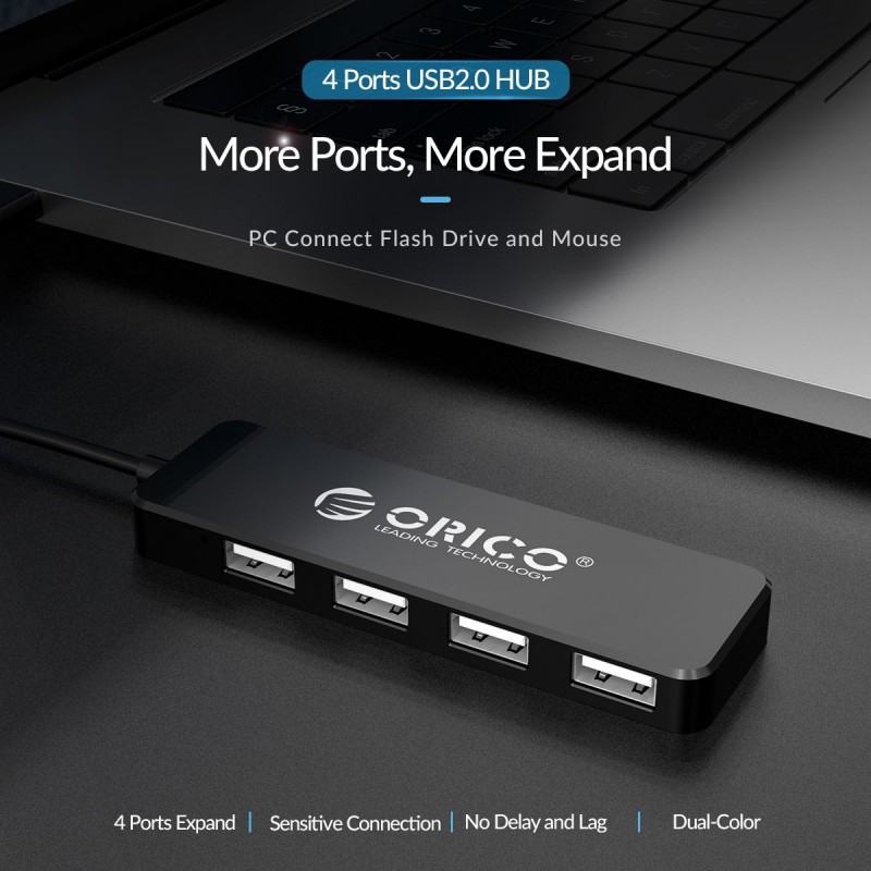 Orico хъб USB2.0 HUB 4 port White - FL01-WH, FL01-WH