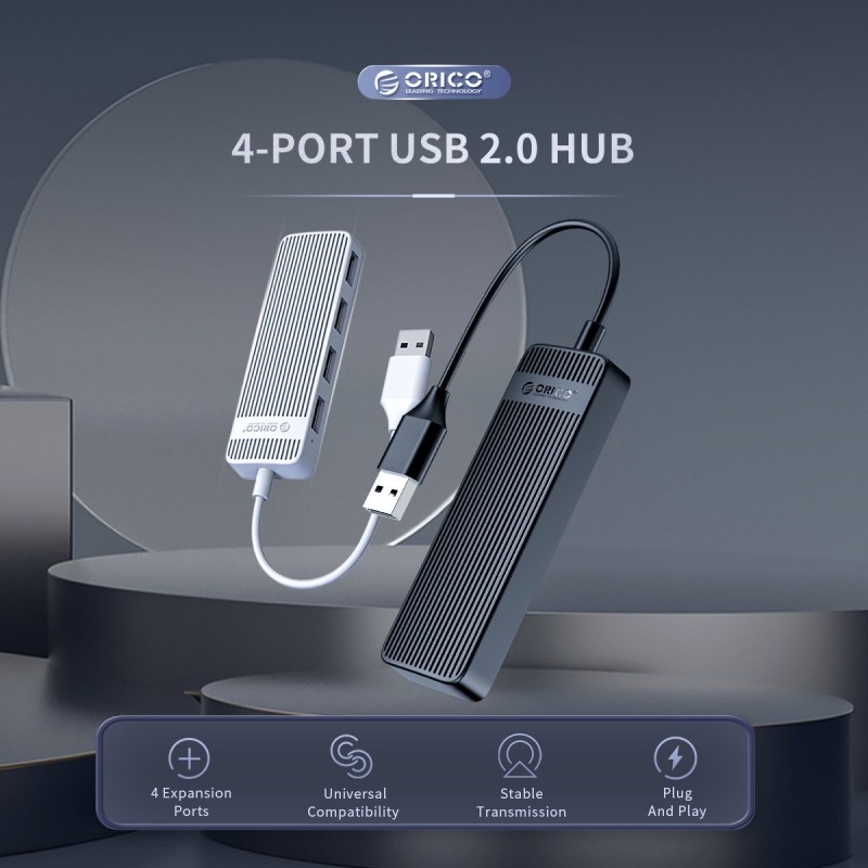 Orico хъб USB2.0 HUB 4 port White - FL02-WH, FL02-WH-BP