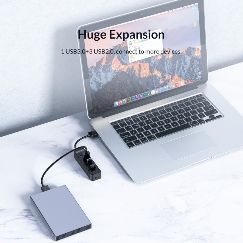 Orico хъб USB3.0/2.0 HUB 4 ports - TWU32-4A-TWU32-4A-BK-EP