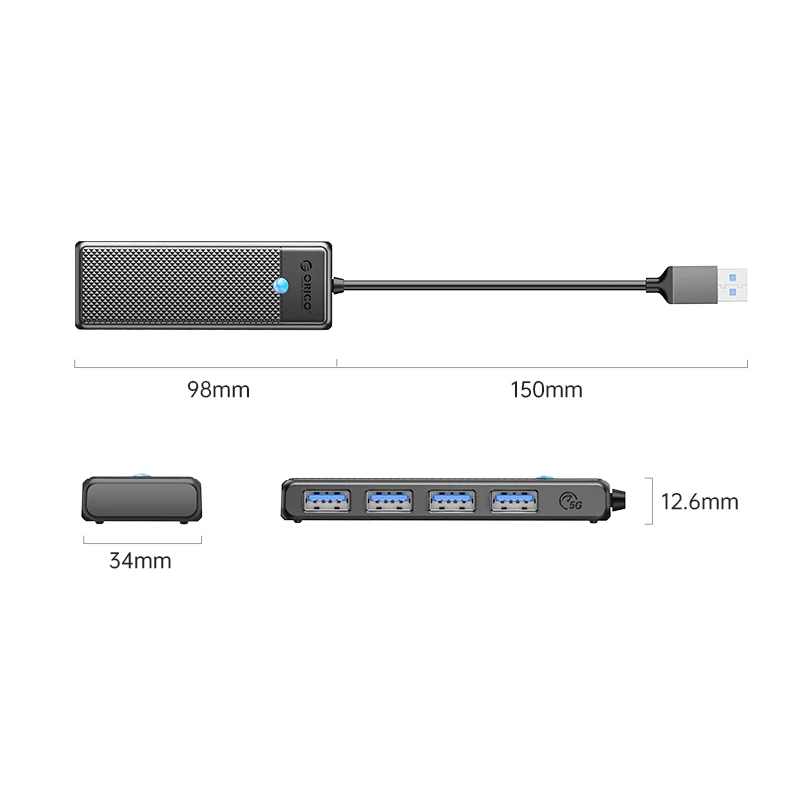 Orico хъб USB3.0 HUB 4 port Black - PAPW4A-U3-015-BK, PAPW4A-U3-015-BK-EP