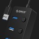 Orico хъб USB3.0 HUB 4 port black, 4 On/Off buttons - EAN:695430114981, W9PH4-U3-BK