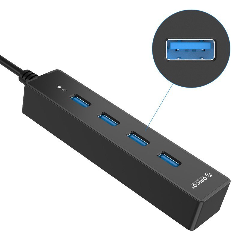 Orico хъб USB3.0 HUB 4 port black - W8PH4-U3-BK, W8PH4-U3-BK-BP