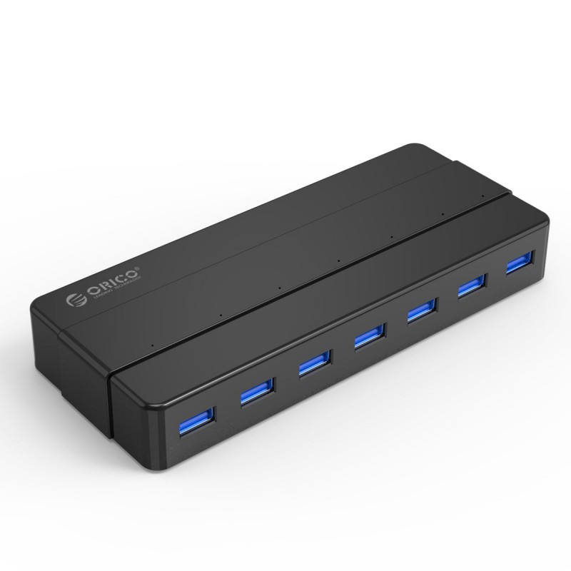Orico хъб USB3.0 HUB 7 port with Premium Power Adapter, Black - H7928-U3-V1-BK, H7928-U3-V1-BK