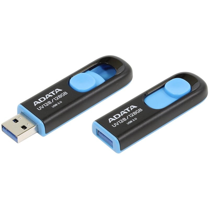 USB флаш памет ADATA 128GB  DashDrive UV128 с плъзгащ се USB 3.0 конектор