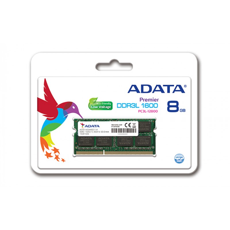 8G DDR3L 1600 ADATA SODIMM, ADDS1600W8G11-S / ADDS1600W8G11-B