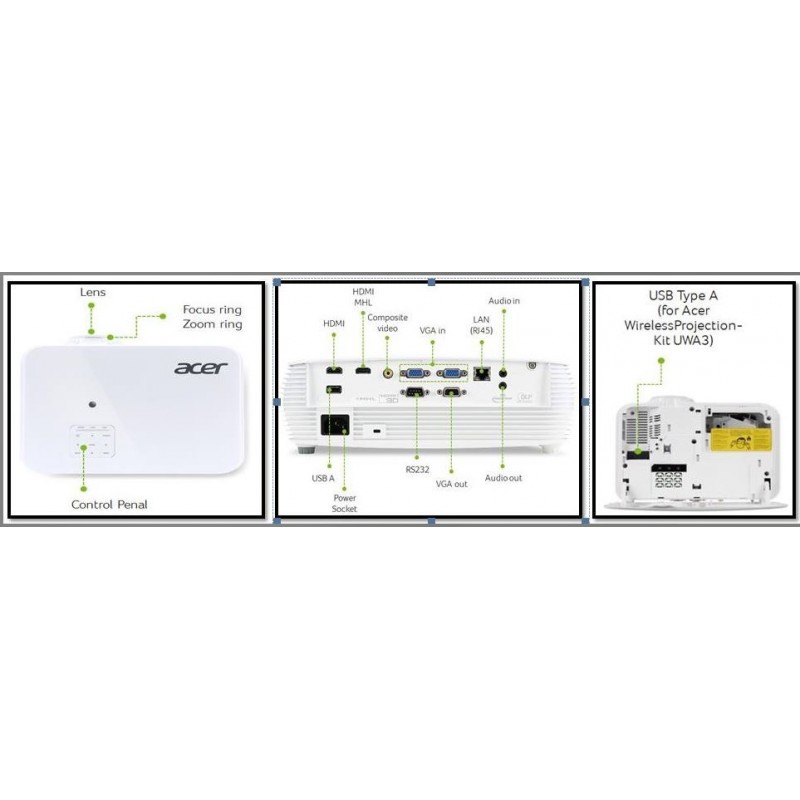 PROJECTOR ACER P5535 4500LM, 4710886603740 / MR.JUM11.001