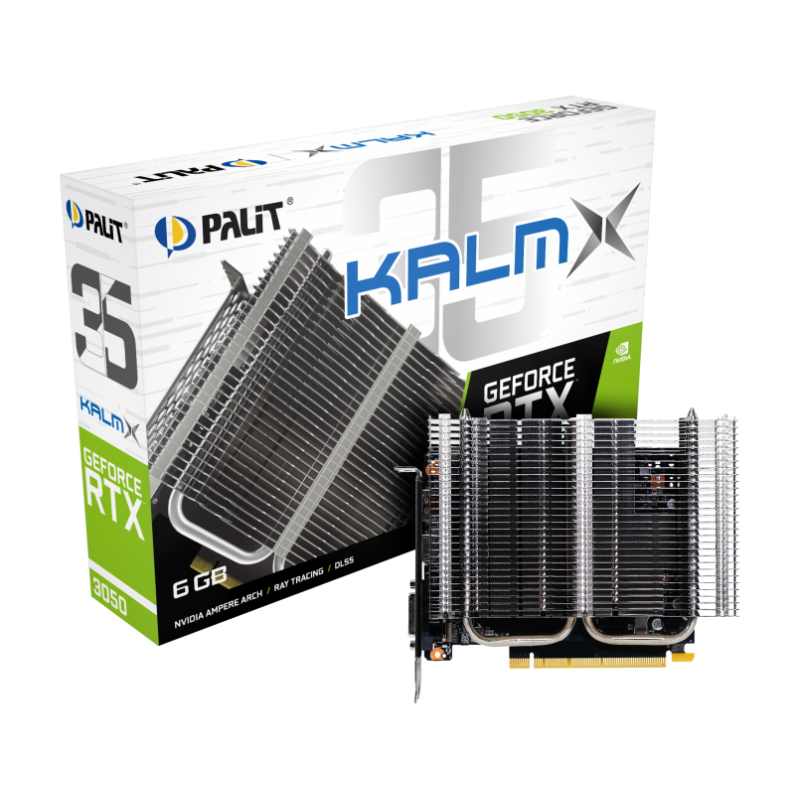 Видео Карта PALIT GeForce RTX 3050 KalmX 6GB GDDR6 96-bit, RTX3050 KALMX 6GB GDDR6 / NE63050018JE-1070H