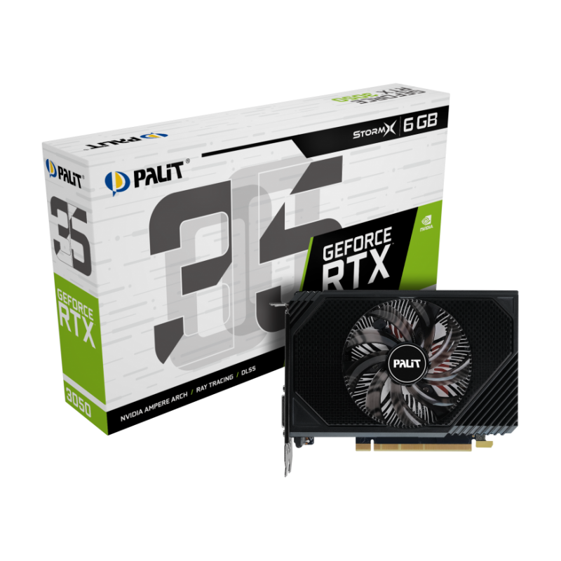 Видео Карта PALIT GeForce RTX 3050 StormX 6GB GDDR6 96-bit, RTX3050 STORMX 6GB GDDR6 / NE63050018JE-1070F