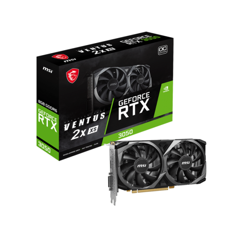 Видео Карта MSI GeForce RTX 3050 VENTUS 2X XS OC 8GB GDDR6 128-bit, RTX3050 VENTUS 2X XS 8G OC / 912-V809-4287