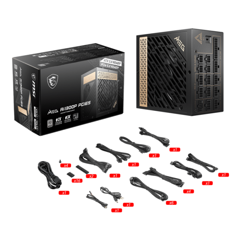 PSU MSI MEG AI1300P PCIE5, MEG Ai1300P PCIE5 / 306-7ZP4A11-CE0