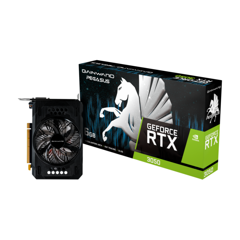 Видео Карта Gainward GeForce RTX 3050 Pegasus 6GB GDDR6 96-bit, RTX3050 PEGASUS 6GB GDDR6 / 4182