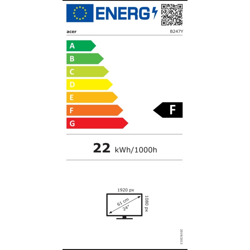 Acer B247Ybmiprx,23.8 IPS Wide LED, Anti-Glare, ZeroFrame, 4ms, 100M:1, 250nits, 1920x1080 FHD, 75Hz, VGA, HDMI, DP, Audio In/Out, 2x2W
