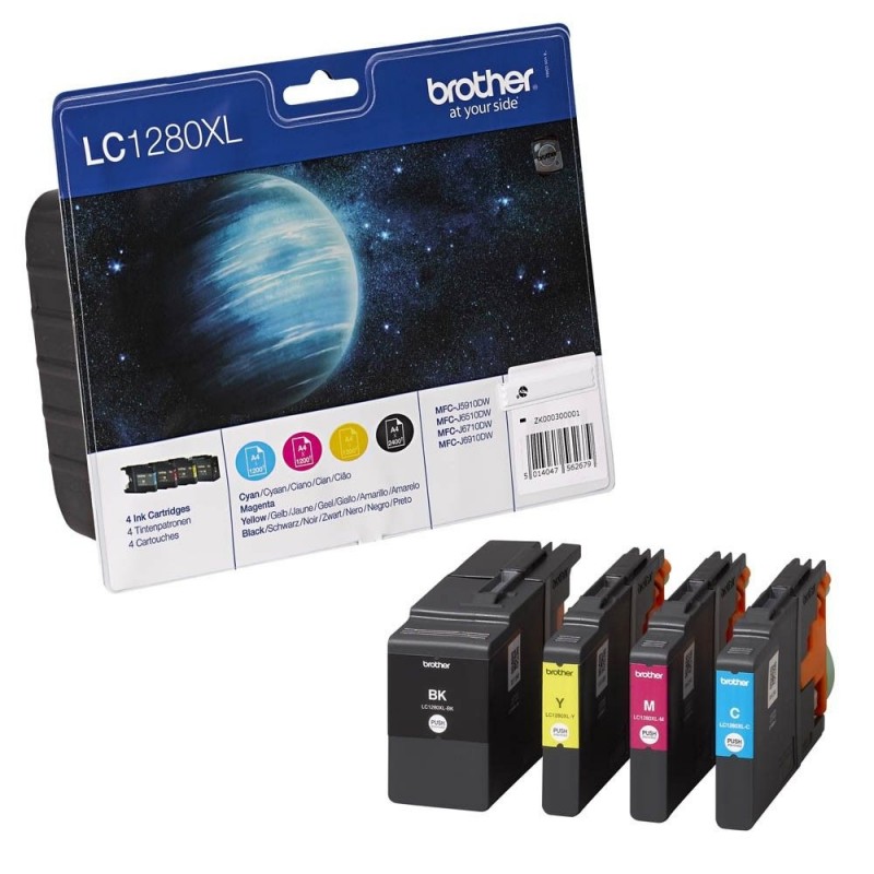 Brother LC-1280XL BK/C/M/Y Value Bonus Pack Ink Cartridge, LC1280XLVALBP