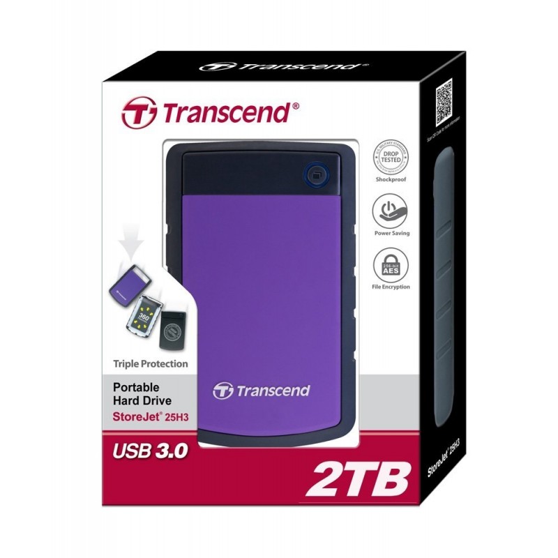 Transcend 2TB StoreJet 2.5 H3P, Portable HDD, USB 3.1, TS2TSJ25H3P