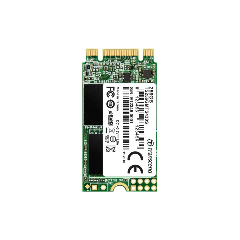 Transcend 256GB, M.2 2242 SSD, SATA3 B+M Key, TLC, TS256GMTS430S