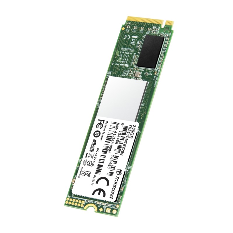 Transcend 256GB, M.2 2280, PCIe Gen3x4, M-Key, 3D TLC, with Dram, TS256GMTE220S