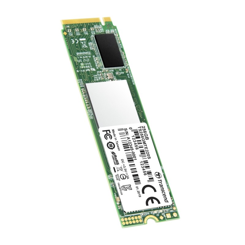Transcend 256GB, M.2 2280, PCIe Gen3x4, M-Key, 3D TLC, with Dram, TS256GMTE220S