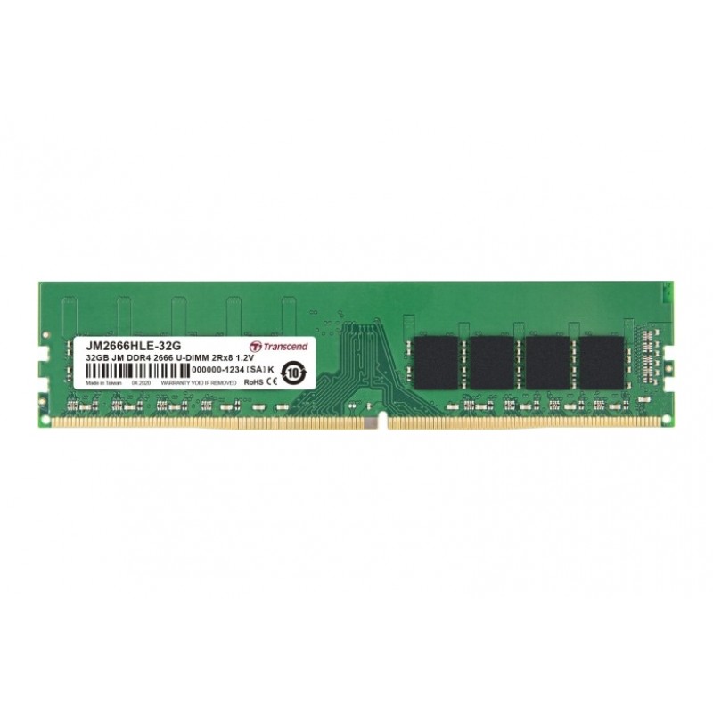 Transcend 32GB JM DDR4 2666Mhz U-DIMM 2Rx8 2Gx8 CL19 1.2V, JM2666HLE-32G