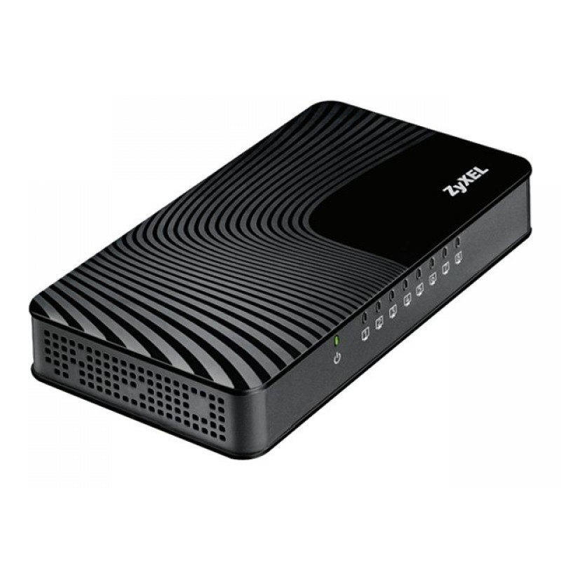 ZyXEL GS-108Sv2 8-port 10/100/1000Mbps Gigabit Ethernet switch, 4 QoS ports (2port High, 2ports Middle), 802.3az (Green), desktop