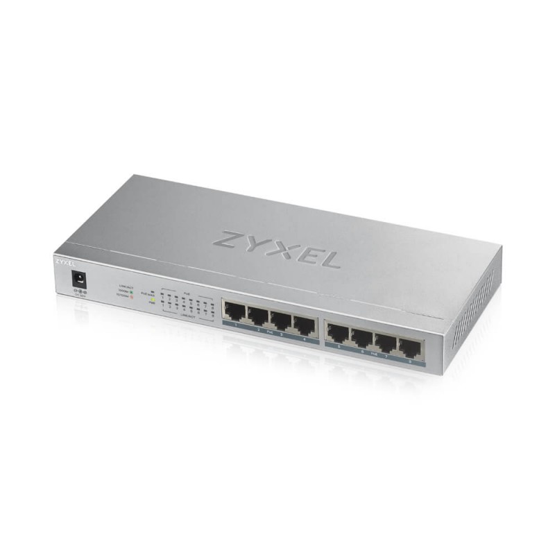 ZyXEL GS1008-HP, 8 Port Gigabit PoE+ unmanaged desktop Switch, 8 x PoE, 60 Watt, GS1008HP-EU0101F