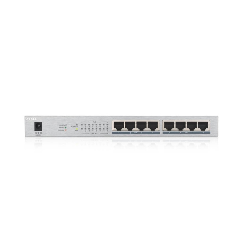 ZyXEL GS1008-HP, 8 Port Gigabit PoE+ unmanaged desktop Switch, 8 x PoE, 60 Watt, GS1008HP-EU0101F