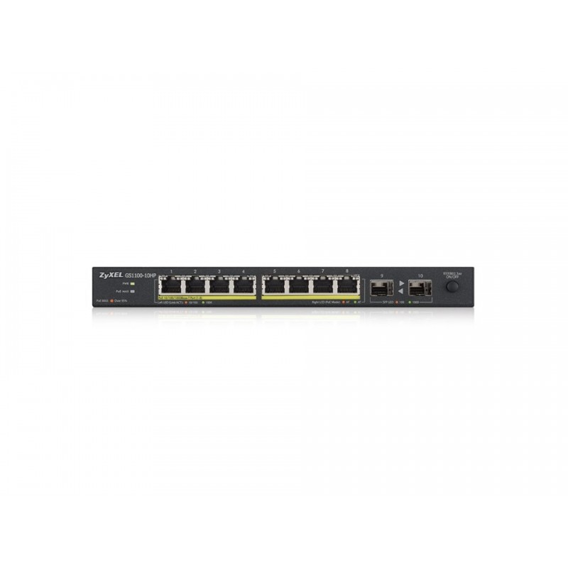 Zyxel GS1100-10HP v2, unmanage PoE 8x Gigabit, 2x Fiber Uplink, 120 Watt PoE, GS1100-10HP-EU0102F