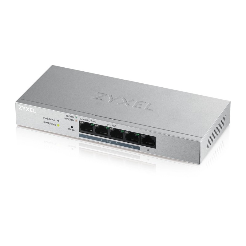 ZyXEL GS1200-5HPv2, 5 Port Gigabit PoE+ webmanaged Switch, 4x PoE, 60 Watt, GS1200-5HPV2-EU0101F