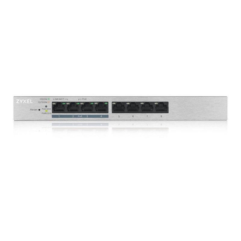 ZyXEL GS1200-8HPv2, 8 Port Gigabit PoE+ webmanaged Switch, 4x PoE, 60 Watt, GS1200-8HPV2-EU0101F