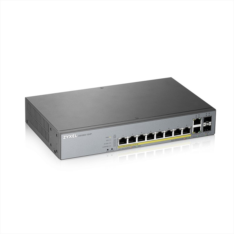 ZyXEL GS1350-12HP, 12 Port managed CCTV PoE switch, long range, 130W, GS1350-12HP-EU0101F