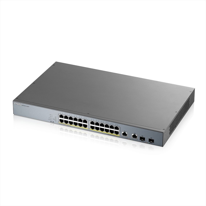 ZyXEL GS1350-26HP, 26 Port managed CCTV PoE switch, long range, 375W, GS1350-26HP-EU0101F