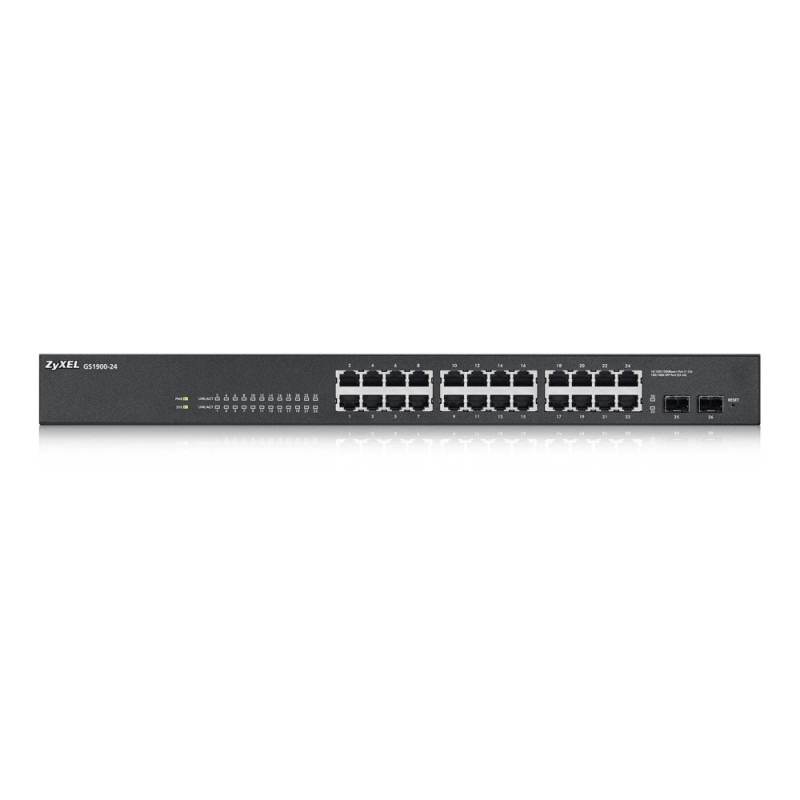 ZyXEL GS1900-24, 24-port GbE L2 Smart Switch, rackmount, fanless, GS1900-24-EU0101F