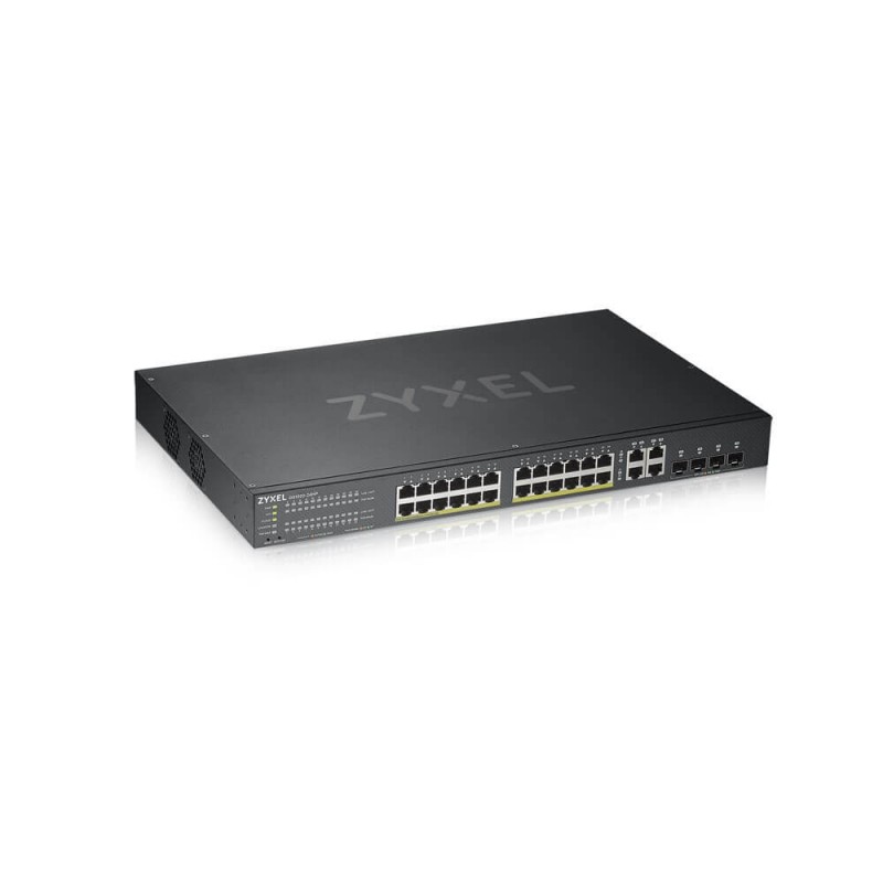 ZyXEL GS1920-24HPv2, 28 Port Smart Managed Switch 24x Gigabit Copper and 4x Gigabit dual pers., hybird mode, standalone or NebulaFlex