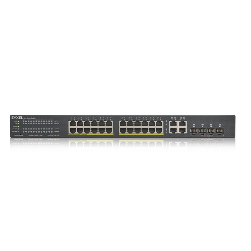 ZyXEL GS1920-24HPv2, 28 Port Smart Managed Switch 24x Gigabit Copper and 4x Gigabit dual pers., hybird mode, standalone or NebulaFlex