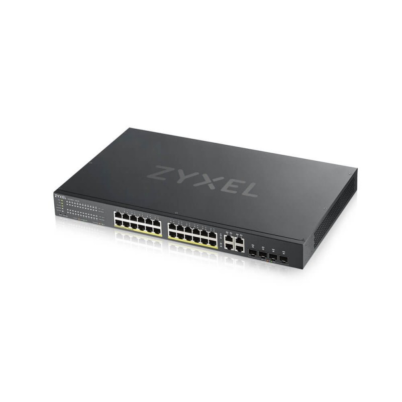 ZyXEL GS1920-24HPv2, 28 Port Smart Managed Switch 24x Gigabit Copper and 4x Gigabit dual pers., hybird mode, standalone or NebulaFlex