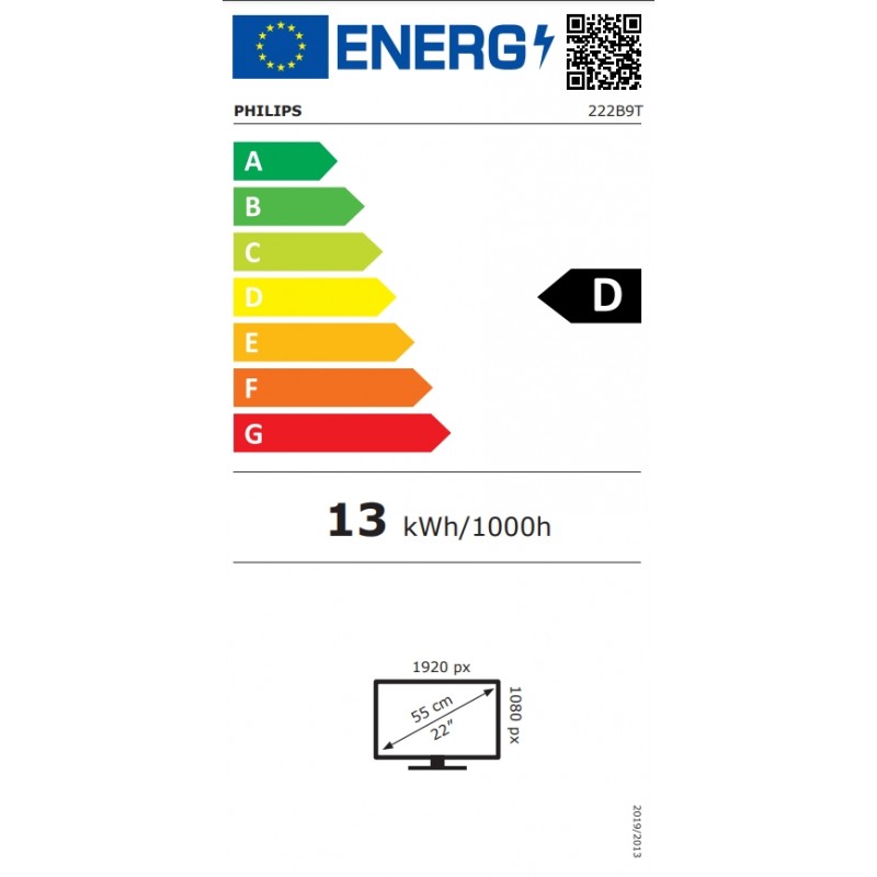 Philips 222B9T, 21.5 Wide TN LED, 2 ms, 1000:1, 50M:1 DCR, 250 cd/m2, 1920x1080@60Hz, Touch, Heigh Adjust, Tilt, USB, D-Sub, DVI, HDMI